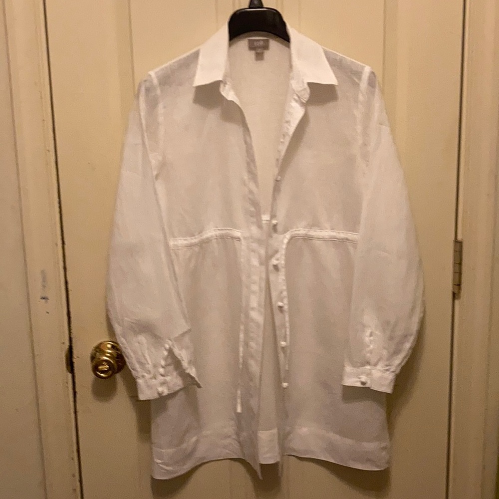 JJILL white linen tunic, great as beach coverup